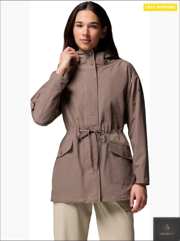 Lightweight Water Resistant Rain Jacket Long Sleeve Zippered Hooded Casual Coat